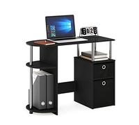 Furinno Jaya Escritorio de Estudio para computadora Simple con cajones de Basura, Madera de ingeniería, Americano/Cromo/Negro, 97.5(W) x 72.4(H) x 39.6(D) cm