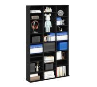 Furinno Jaya Estantería Ancha de 24 estantes CD Multimedia Ajustable 8x3 para DVD BLU-Ray Juegos fácil de Montar Sala de Estar y Oficina Pino ámbar