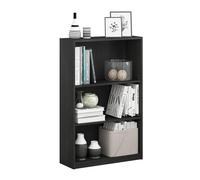 Furinno JAYA Estantería De 3 Niveles 9,5x24,5x40,3 Para Sala Dormitorio Oficina Negra