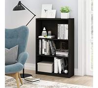 Furinno Jaya Estantería para Libros, estantería de 3 Niveles, estantería con estantes Ajustables, 24,13 x 62,23 x 102,36 cm, para Sala de Estar, Dormitorio, Oficina en casa, Espresso
