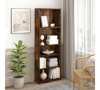 Furinno Jaya - Estantería para Libros, estantería de 5 Niveles, estantería Alta de pie con estantes Ajustables, 9.5 x 24.5 x 71.2, para Sala de Estar, Dormitorio, Oficina en casa, Roble ámbar