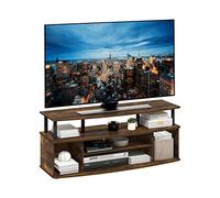 Furinno Jaya Gran Centro de Entretenimiento Puede Albergar, Madera de ingeniería, Ámbar Pino/Negro, 40.1 (P) x 119.9 (L) x 49.8 (H) CM