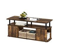 Furinno Jaya Mesa de Centro, Madera, Ámbar Pino/Negro, 48 (D) x 119.9 (W) x 51.1 (H) cm