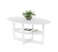 Furinno Jaya Mesa de Centro Ovalada, Engineered Wood, Blanco, 1 Paquete