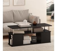 Furinno Jaya Mesa de Centro Rectangular Moderna con Estante Abierto; Mesa Auxiliar con Almacenamiento Lateral; para Sala, Dormitorio u Oficina en casa; Acabado en Acero Inoxidable