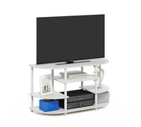 Furinno Jaya Soporte para TV Centro De Entretenimiento De Esquina De Diseño Simple Consola para TV De hasta 46 Pulgadas para Sala De Estar Y Dormitorio Color Blanco