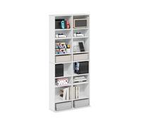 Furinno Jaya Torre de Almacenamiento Multimedia con 16 estantes y estantes Ajustables, Blanco