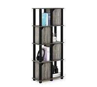 Furinno Jensen Estante de Almacenamiento, Madera de ingeniería, Roble Francés/Negro, 5 Niveles