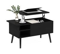Furinno Jensen Mesa de Centro con Tapa elevable de Patas de Madera con Compartimento Oculto y Estante de Almacenamiento Lateral Abierto para Sala ingeniería, Americano, 45 (D) x 89.9 (W) x 46.2 (H) cm