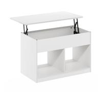 Furinno Jensen Mesa de Centro elevable para salón con Compartimento Oculto, Madera de ingeniería, Blanco Sólido, 45 (D) x 80 (W) x 49.5 (H) cm
