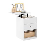 Furinno Jensen Mesita de Noche elevada, Madera de ingeniería, Blanco Liso, 44.95 (D) x 44.95 (W) x 59.4 (H) cm