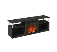 Furinno Jensen - Soporte de TV para Chimenea, sin Calor, Decorativo, eléctrico, para TV de hasta 70 Pulgadas, con Almacenamiento Abierto, para Sala de Estar, Americano/Acero Inoxidable