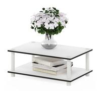 Furinno Just Couchtisch, 2-stufiger moderner Couchtisch mit offenem Regal, werkzeugfreie Montage, Beistelltisch, für Wohnzimmer, Schlafzimmer, Home Office, Reinweiß