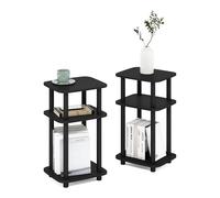 Furinno Just Juego de 2 mesas auxiliares de 3 Niveles con Estante Abierto y diseño Curvo Redondo, para Sala de Estar o Dormitorio