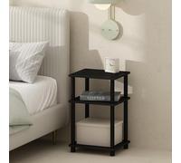 Furinno Just Juego de 2 mesitas de Noche giratorias de 3 Niveles, sin Herramientas, Almacenamiento Abierto para Dormitorio, Sala de Estar o cafetería