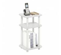 Furinno Just Mesa Auxiliar de 3 Niveles con Estante Abierto y diseño Curvo Redondo, fácil de Montar, para salón o Dormitorio, Color Blanco