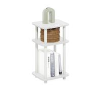 Furinno Just Mesa Auxiliar de 3 Niveles con Estante Abierto y diseño Curvo Redondo, fácil de Montar, para salón o Dormitorio, Color Blanco