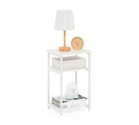 Furinno Just Mesa Auxiliar de 3 Niveles con Estructura metálica y Estante Abierto, mesita de Noche para salón o Dormitorio, Color Blanco