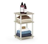 Furinno Just-Mesa Auxiliar Turn-N-Tube de 3 Niveles, Paquete de 1, Roble Sonoma/Blanco