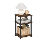 Furinno Just Mesa De Noche De 3 Niveles con Estantes Abiertos, Montaje Sin Herramientas, Ideal para Sala De Estar O Dormitorio, Color Pino Ámbar