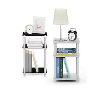 Furinno Just-Mesa Auxiliar Turn-N-Tube de 3 Niveles, Paquete de 2, Blanco