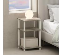 Furinno Just Mesita de Noche giratoria de 3 Niveles, sin Herramientas, Almacenamiento Abierto para Dormitorio o Sala de Estar, Roble Sonoma