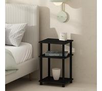 Furinno Just Mesita de Noche giratoria de 3 Niveles, sin Herramientas, Almacenamiento Abierto para Dormitorio o Sala de Estar, Acabado Americano