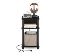 Furinno Just Turn-N-Tube - Mesa auxiliar de almacenamiento abierta de 3 niveles con puerto de carga USB y tipo C, 11.42 pulgadas de ancho x 9.92 pulgadas de alto x 6.91 pulgadas de profundidad
