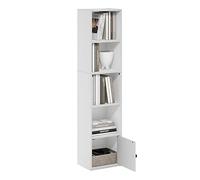 Furinno Luder Biblioteca de 5 Niveles con 1 Puerta de Almacenamiento, Blanco