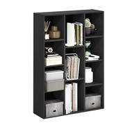 Furinno Luder Estantería Abierta Librería de 11 Cubos, Madera Negra