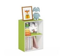 Furinno Luder Estantería Abierta Librería de 2 Niveles, Blanco/Verde