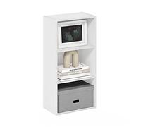 Furinno Luder Estantería Abierta Librería de 3 Niveles, Blanco | Estantería abierta de 9.3 x 16 x 31.4 pulgadas, para sala de estar, dormitorio, oficina en casa
