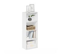 Furinno Luder Estantería Abierta Librería de 4 Niveles, Blanco | 9 x 15.6 x 41.7 pulgadas, parte trasera cerrada, estantería moderna, para sala de estar, dormitorio, oficina en casa