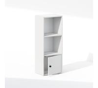 Furinno Luder Estantería De Pie De 3 Niveles con Mueble De Almacenamiento De 1 Puerta, Color Blanco