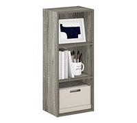 Furinno Luder Estantería para Libros, estantería de 3 Cubos, estantería con estantes Abiertos, 23,6 cm x 30,5 cm x 80 cm, para Sala de Estar, Dormitorio, Oficina en casa, Roble Gris