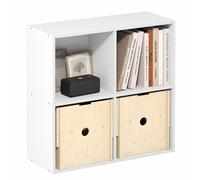 Furinno Luder - Estantería para Libros, estantería de 4 Cubos, estantería con estantes Abiertos, 9.5 x 24.6 x 23.7 Pulgadas, para Sala de Estar, Dormitorio, Oficina en casa, Color Blanco