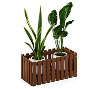 Furinno Macetero De Flores De Lamas De Madera De Tioman En Aceite De Teca, Natural