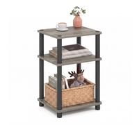 Furinno Mesa Auxiliar French Oak Grey/Black | Mesa auxiliar, estante abierto, mesa auxiliar, mesita de noche, para sala de estar, dormitorio