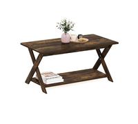 Furinno Modern Simplistic Mesa de Centro Rectangular con Patas en X; Mesa Auxiliar Cruzada; para Sala, Dormitorio u Oficina en casa; Pino ámbar