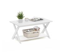 Furinno Modern Simplistic Mesa Rectangular con Patas en X; Mesa Auxiliar Cruzada; para Sala, Dormitorio u Oficina en casa; Blanca