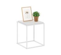 Furinno Moretti Mesa Auxiliar apilable de 1 Nivel con Estructura metálica, mesita de Noche sin Herramientas, para salón o Dormitorio, Color Blanco Macizo