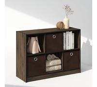 Furinno Organizador y Almacenamiento de Armario cúbico, 6 Compartimentos con Cajas, Estante Abierto para Armario, Columbia Nogal/marrón Oscuro