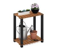 Furinno Pangkor Estante para Plantas de Interior y Exterior, Engineered Wood, Natural/Negro, 2-Tier