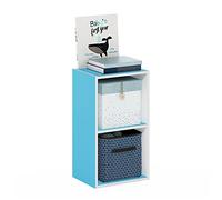 Furinno Pasir Estantería Abierta para Almacenamiento Cubitos à 2 Pisos, Blanco/Azul Claro