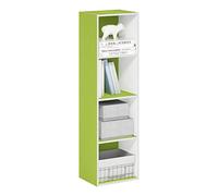 Furinno Pasir Estantería Abierta Librería de 4 Niveles, Blanco/Verde