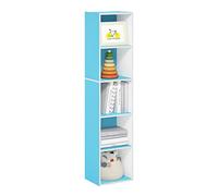 Furinno Pasir Estantería Abierta Librería de 5 Niveles, Blanco/Azul Claro