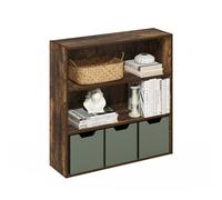 Furinno PASIR Estantería De 3 Niveles con Estante Abierto, 24 X 80 X 80 Cm, para Salón, Dormitorio Y Oficina, Color Pino Ámbar