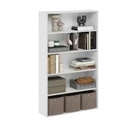 Furinno PASIR Estantería De 5 Niveles con Estante Abierto, 9,4 X 31,5 X 52,7 Cm, para Salón, Dormitorio Y Oficina En Casa, Color Blanco