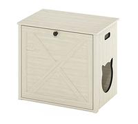 Furinno Peli - Caja de Arena para Gatos pequeños con Puerta Individual, Color Blanco Lavado