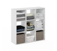 Furinno Pelli Estante Organizador de Ropa y Armario Multiusos cúbico, 9 Cubos, Blanco
